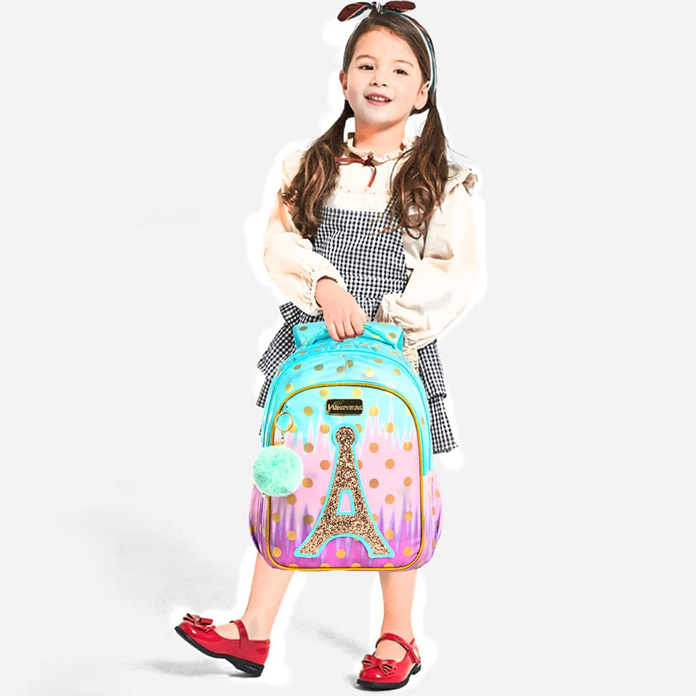 BIKAB School Bag Backpack for Kids Backpacks for School Teenagers Girls Sequin Tower School Bags for Girls Girls School Supplies