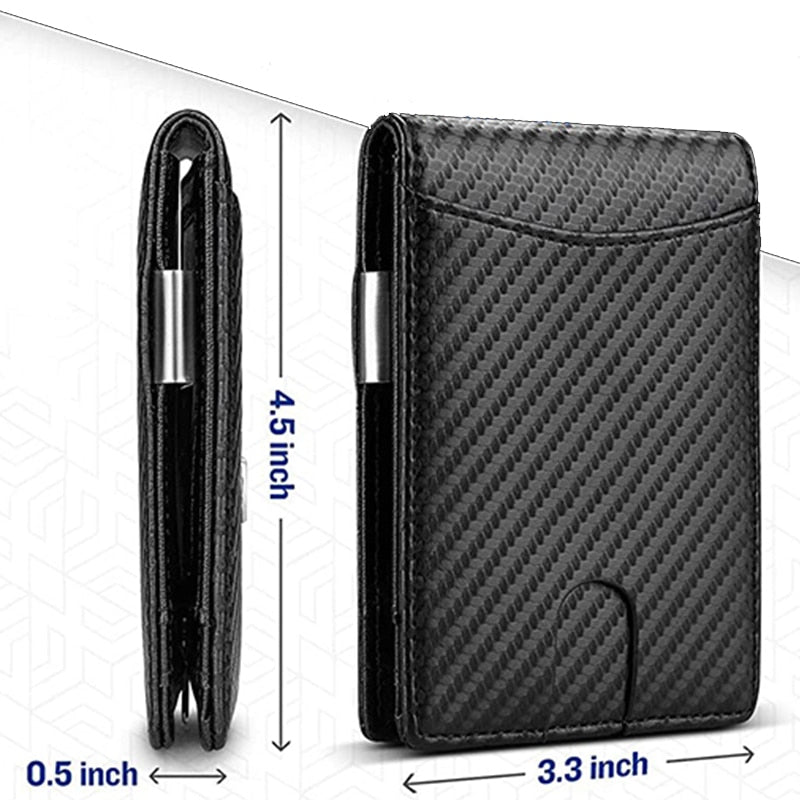 DIENQI Carbon Fiber Rfid Men Wallets Money Bag Slim Thin Card Man Wallet Luxury Male Small Short Purse Bi-fold Vallet Billfold