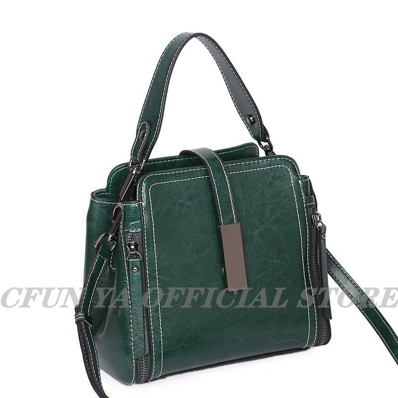 CFUN YA Luxury Genuine Leather Square Bag For Women Autumn Winter Ladies Shoulder Bags Crossbody Messenger Pack Female Handbag