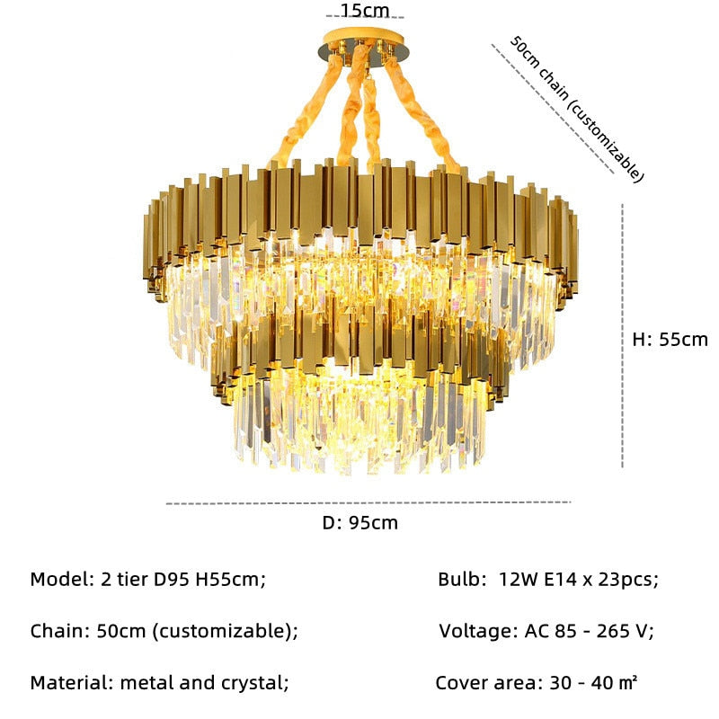 Modern Luxury Shiny Gold E14 Led Pendant Lights Dining Room Lustre Crystal Led Droplight Indoor Lighting Suspend Lamp Fixtures