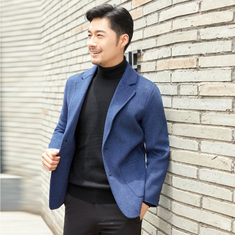 Autumn And Winter 2022 New 100% Australian Pure Wool Coat Medium Ength Casual Business Versatile Reversible Coat Men