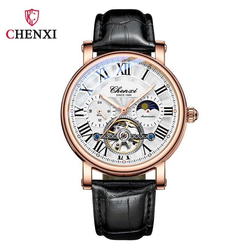 Top Brand Mens Watches Tourbillon Automatic Watch For Men Business Fashion Genuine Leather Waterproof Mechanical Watch New 2022