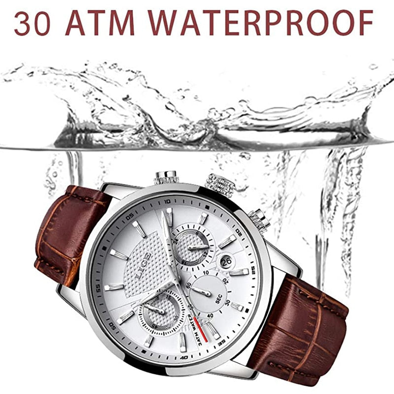 Watches Mens 2022 LIGE Top Brand Luxury Casual Leather Quartz Men&#39;s Watch Business Clock Male Sport Waterproof Date Chronograph