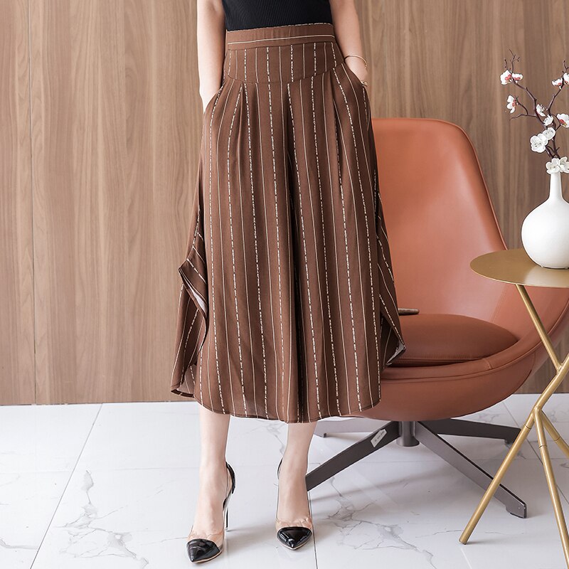 2023 New Summer Wide Leg Pants Women High Quality Loose Bohemian High Waist Skirt Pants Summer Vintage Trousers Women Bottoms