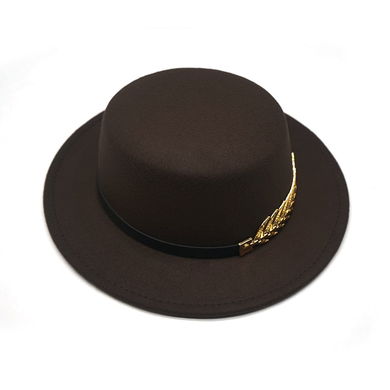 Autumn Winter Women Men Wool Vintage Trilby Felt Fedora Hat Ribbon With Wide Brim Gentleman Elegant  For Lady Flat top Jazz Caps