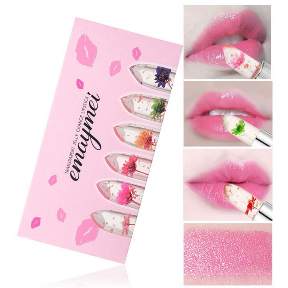 6-pack Transparent Moisturizing Jelly Lipstick Moisturizing Color Changing Lipstick Set Wholesale Make Up  Matte Lipstick