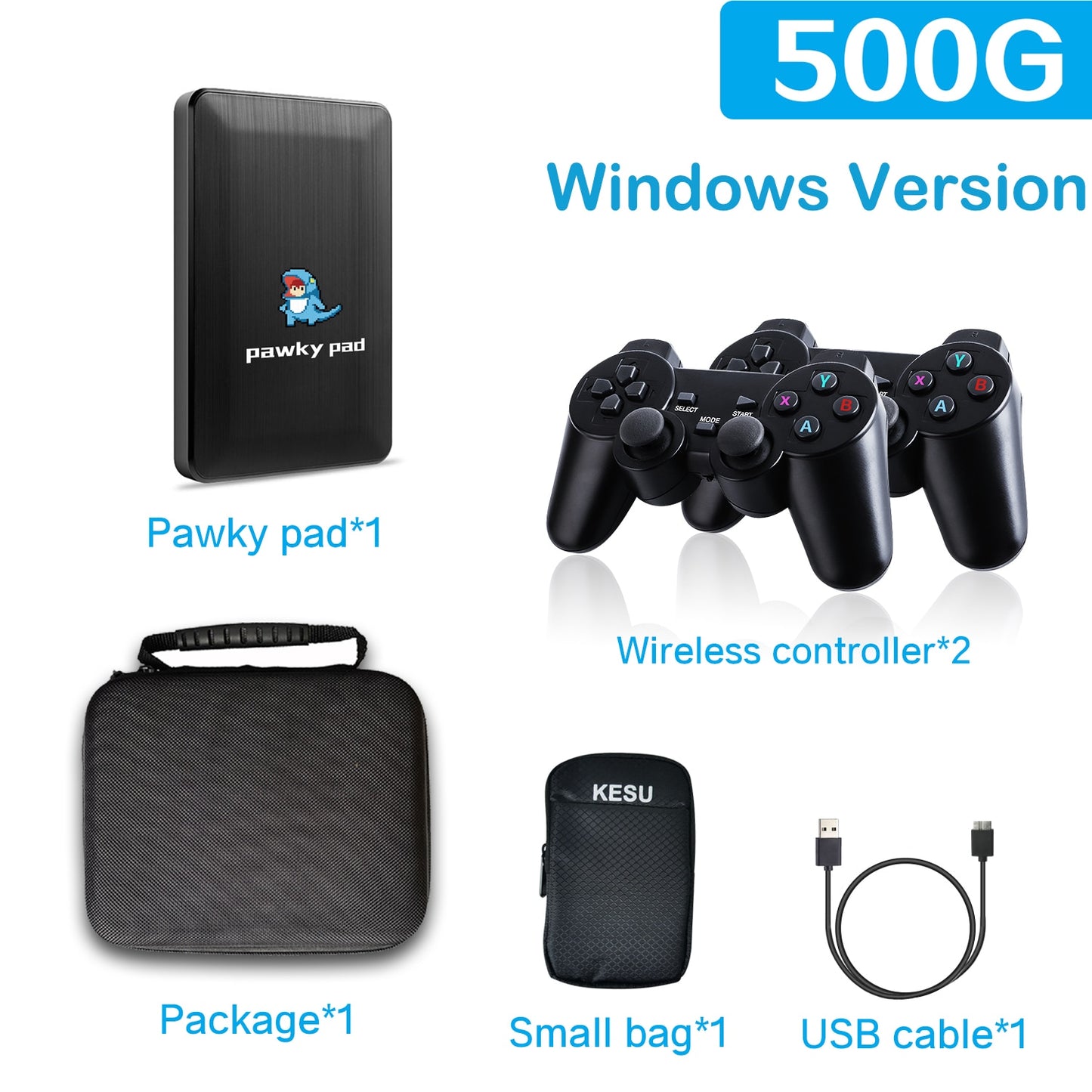 2T HDD Pawky Pad for G Cube/Saturn/PS2/Naomi Retro Video Game 4K 3D Portable External Game Console 60000+ Games for Windows PC