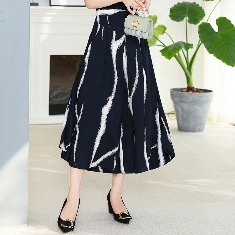 2023 New Summer Wide Leg Pants Women High Quality Loose Bohemian High Waist Skirt Pants Summer Vintage Trousers Women Bottoms