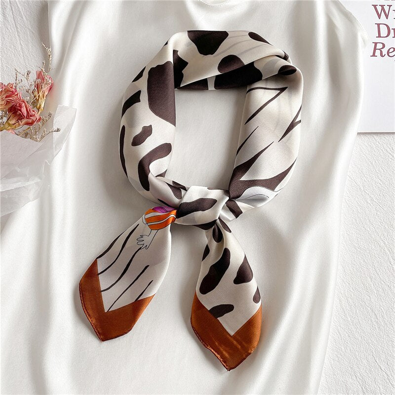 Design Silk Feeling Square Scarf Women Luxury 70cm Shawl Wraps Female Hair Hand  Wrist Foulard Headkerchief Hijab Bandana New