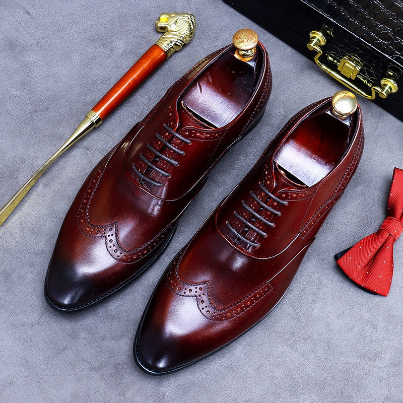 2022 Summer New Patent Leather Men&#39;s Vintage Italian Design Men&#39;s Brock Genuine Leather Dress Shoes Men&#39;s Handmade Wedding Shoes