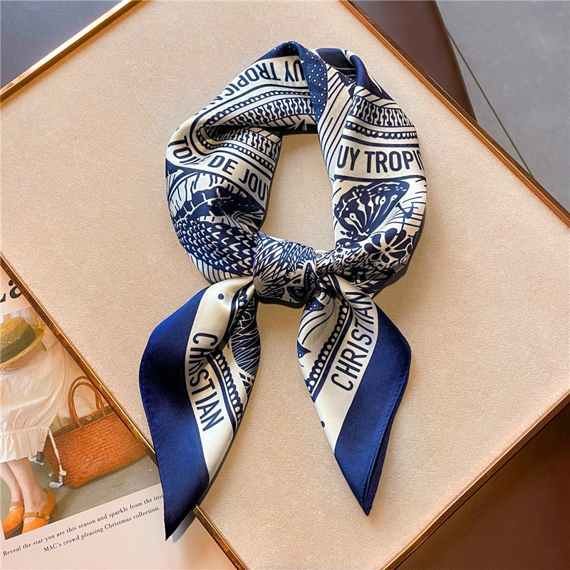 Design Silk Feeling Square Scarf Women Luxury 70cm Shawl Wraps Female Hair Hand  Wrist Foulard Headkerchief Hijab Bandana New