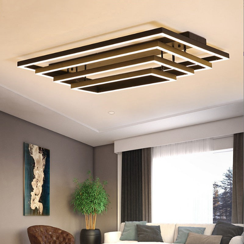 Modern Light Luxury Chandelier Simple Living Room Ceiling Lamp Nordic LED With Remote Control Black Interior Decoration Lamps