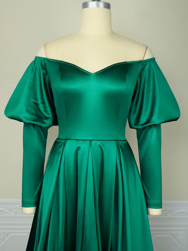 Strapless Dress for Party Women Green Fit and Flare Puff Sleeve Robe A Line Mermaid Sexy Party Dress Evening Party Christmas 4XL