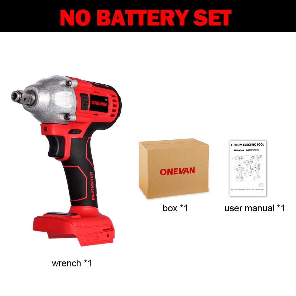 ONEVAN 588N.M Brushless Electric Impact Wrench 1/2inch Cordless Electirc Wrench w/22900mah Li-ion Battery For Makita 18v Battery