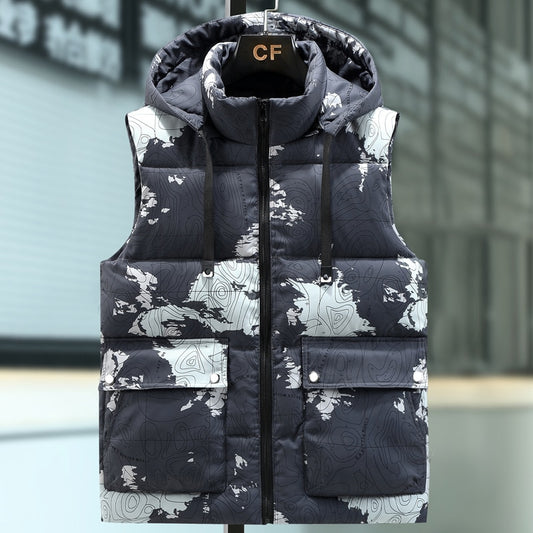 Plus Size S-8XL 2022 Autumn Winter Thick Sleeveless Jackets For Men Camouflage Warm Cotton Vest Hooded Casual Oversize Waistcoat