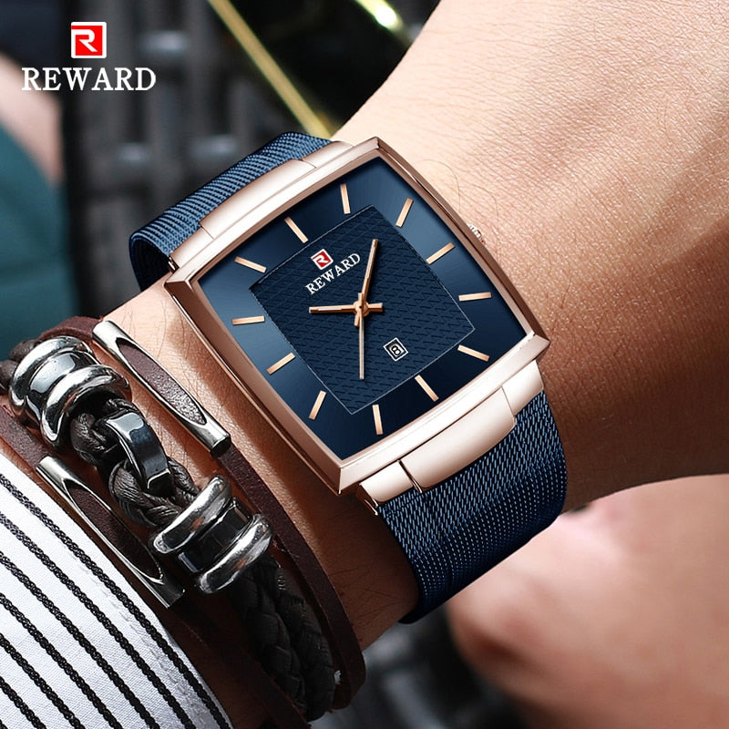 REWARD Fashion Blue Men&#39;s Watches 2022 New Top Luxury Brand Watch Men Business Waterproof Stainless Steel Quartz Wristwatch