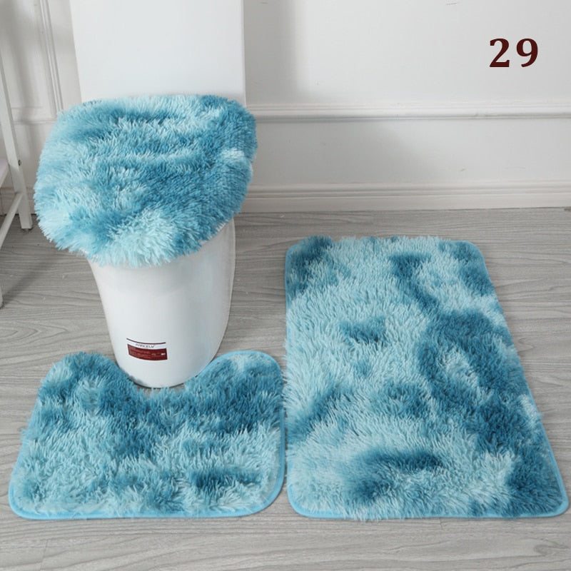 30Styles 3Pcs Plush Toilet Lid Cover Mat Set Anti Slip Anti-static Soft Bathroom Shower Carpets Wear-resistant Floor Rugs