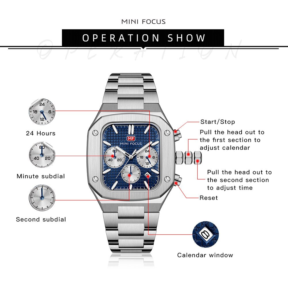 MINI FOCUS Mens Watches Top Brand Luxury Fashion &amp; Casual Men Watch Chronograph Quartz Analog Subdial Hands Wristwatches Male