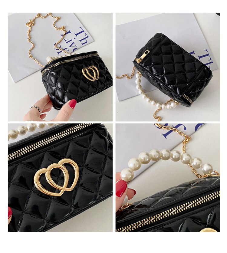 2023 New Shoulder Bag Women&#39;s Rectangular Pearl Hand-held Chain Cosmetic Bag Jelly Bag Mobile Phone Bag Messenger Bag Handbag