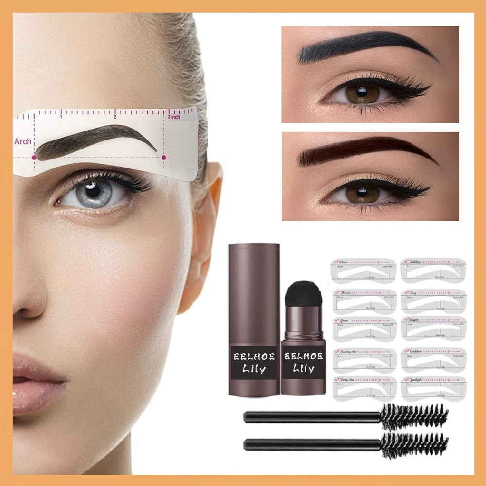 Makeup 2023 One Step Eyebrow Stamp Shaping Kit Brow Set Pen Women Waterproof Contour Stencil Tint Natural Stick Hairline Enhance