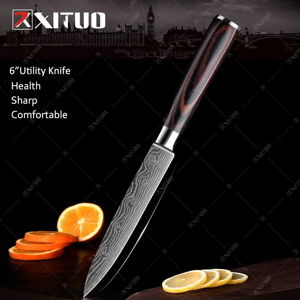 XITUO Kitchen Knives set 1-10PCS Chef knife High Carbon Stainless Steel Santoku knife Sharp Cleaver Slicing Knife Best Choice