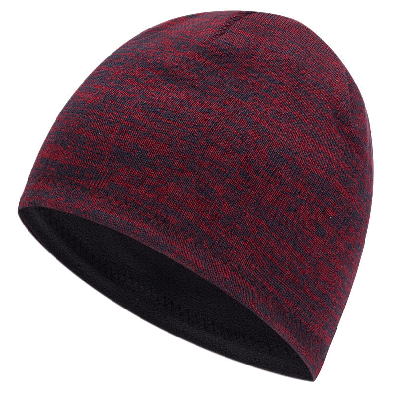 Men&#39;s trendy warm ski beanie hat women&#39;s new outdoor fashion double-sided wearable thick autumn and winter knitted pullover hat