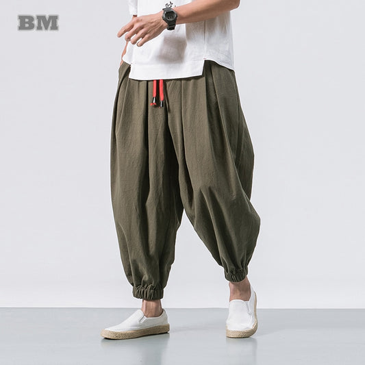 New Summer &amp; Spring Japan Style Men Cotton Linen Harem Pants Chinese style Male Causel Trousers