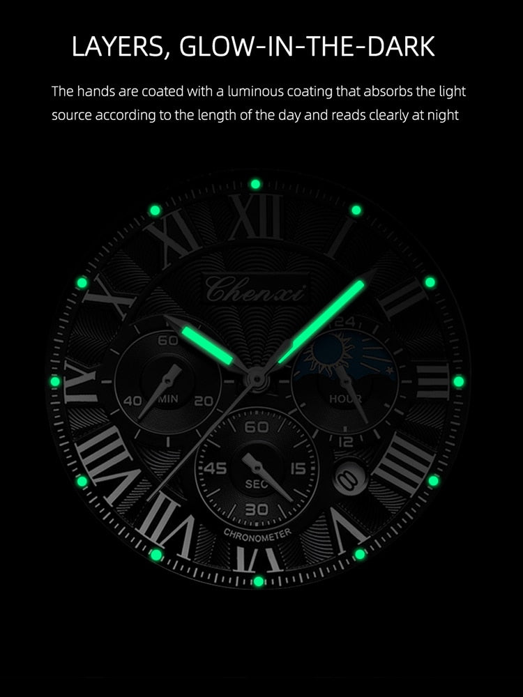 New CHENXI Watches Men Top Brand Luxury Leather Strap Date Quartz Clock Male Waterproof Chronograph Men Watch Business Fashion
