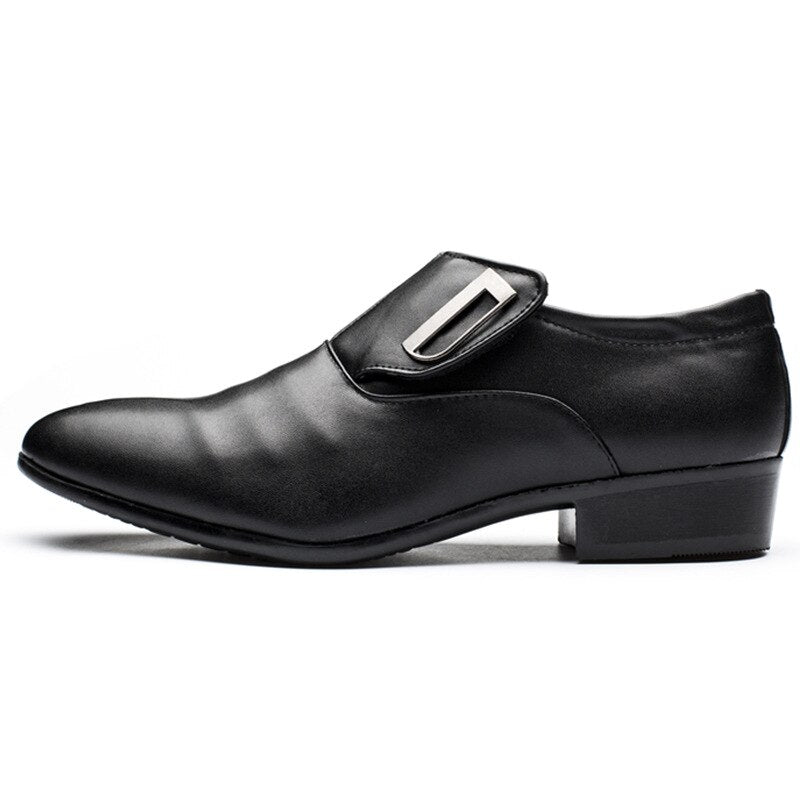 Hot Sales Luxury Brand PU Leather Fashion Men Business Dress Loafers Pointy Black Shoes  Breathable Formal Wedding Shoes 38-48