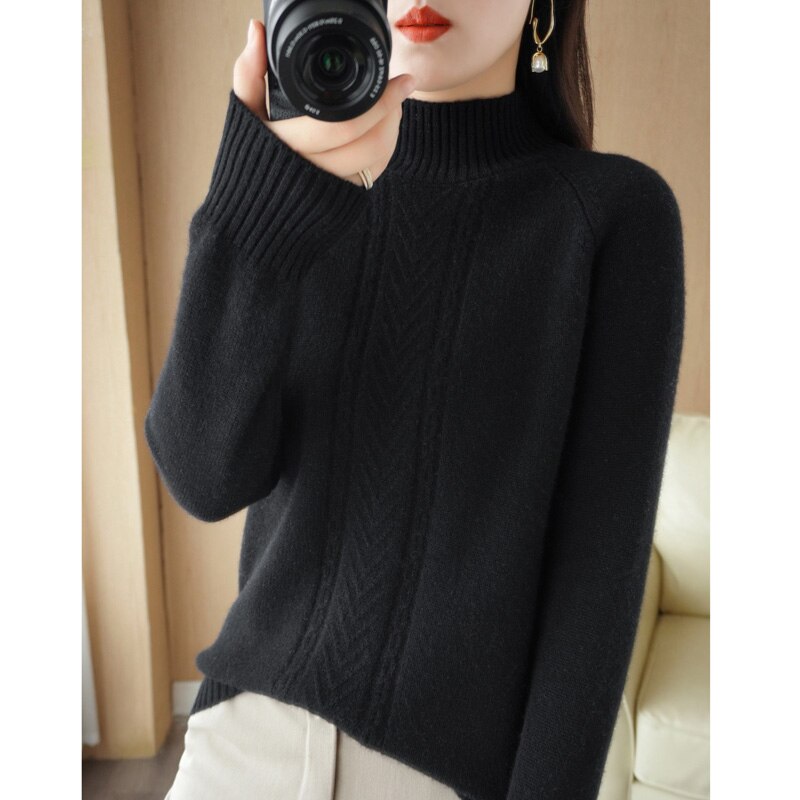 Autumn And Winter Explosive Knitwear Half Turtleneck Thick Warm Sweater Women&#39;s Fashion Languid Style Woolen Sweater Base