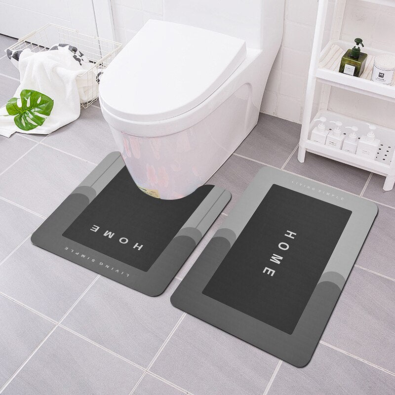 2pcs/Set Bathroom Mat Set Nappa Toilet Mat Non-slip Bath Rug Water Absorbent Entrance Doormat Shower Floor Carpet felpudo