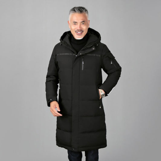 Plus Size 5XL Middle-aged Men Winter Down Coat For Father Long White Duck Down Winter Jacket Men Hooded Down Parka Men Overcoat