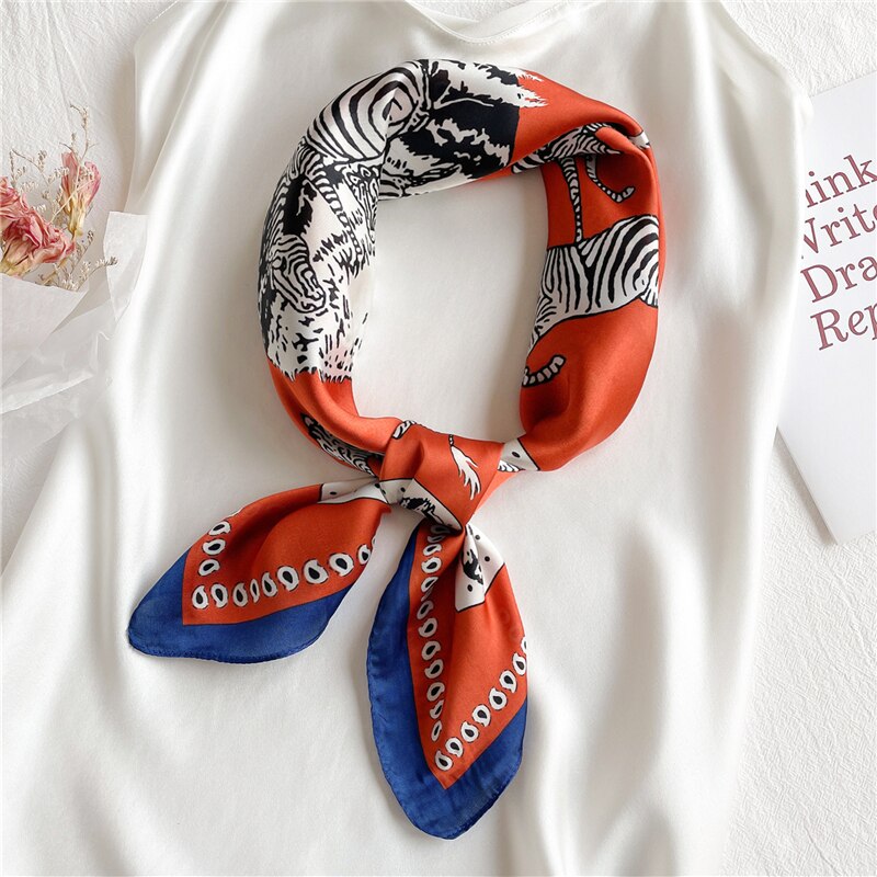 Design Silk Feeling Square Scarf Women Luxury 70cm Shawl Wraps Female Hair Hand  Wrist Foulard Headkerchief Hijab Bandana New