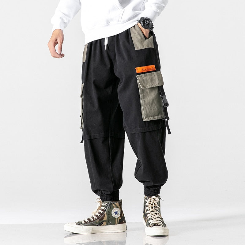 2023 Hip Hop Men Multi-pocket Elastic Waist Design Harem Pant Street Punk Hip Hop Casual Trousers Joggers Male Cargo Pants ABZ51