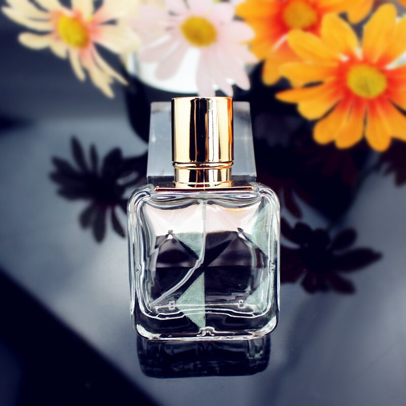 30ML Transparent Perfume Bottle Thick Glass Spray Bottle Square Empty Cosmetic Container Travel