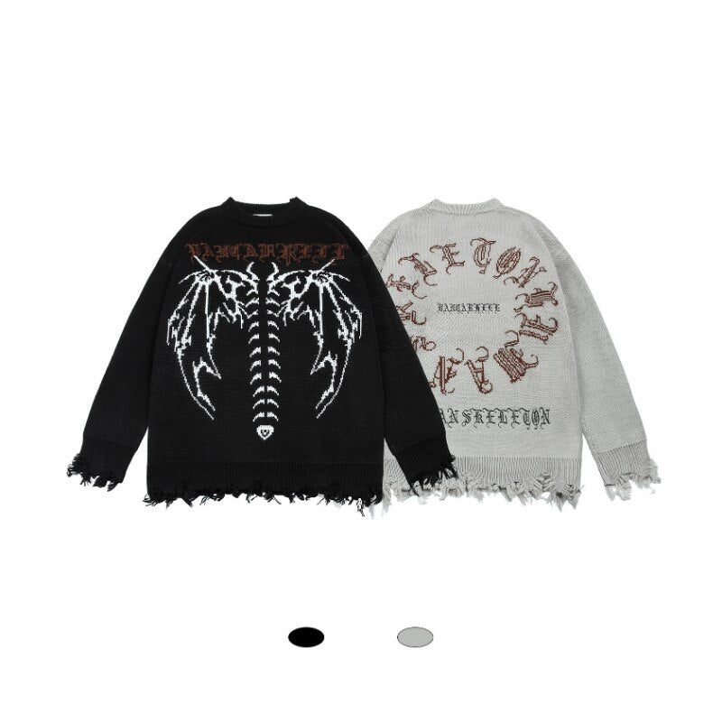 European and American Men&#39;s Sweater Darkness American Street Skull Pullover Loose Couple&#39;s Sweater