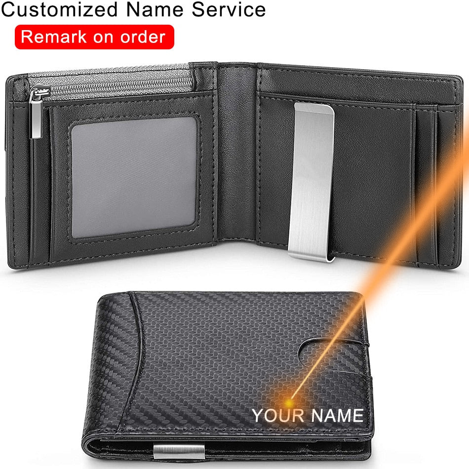 DIENQI Carbon Fiber Rfid Men Wallets Money Bag Slim Thin Card Man Wallet Luxury Male Small Short Purse Bi-fold Vallet Billfold