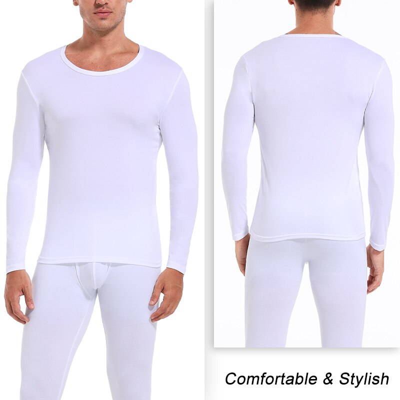 Set of 2 Men&#39;s Premium Thermal Underwear Ultra Soft Long Johns Fleece Lined Warm Base Layer Thermals top and Bottom