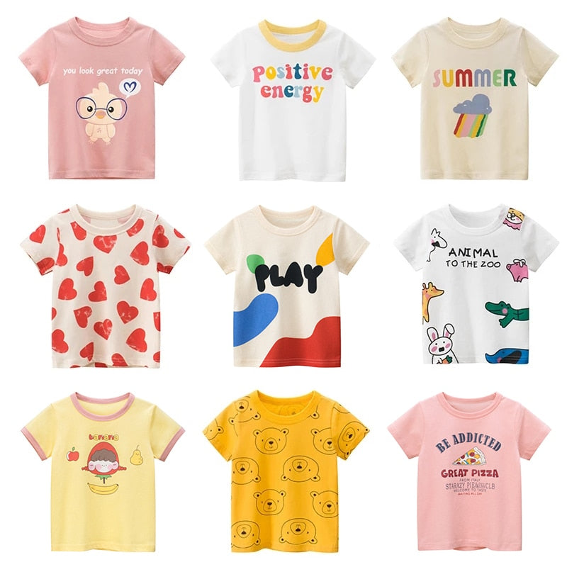 Cotton Children Kids T-shirt For Boys a Boy T Shirt Girls Tops Cartoon Baby Clothes Tee Short Sleeve Child&#39;s Shirts New 2021