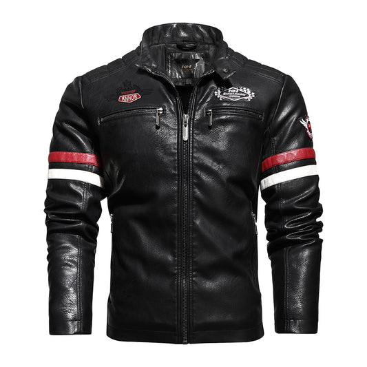 Mens Vintage Motorcycle Jacket 2021 Men Fashion New Biker Leather Jacket Male Embroidery Bomber Coat Winter Fleece Pu Overcoat