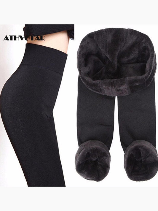 ATHVOTAR S-XL 8 Colors Winter Leggings Women&#39;s Warm Leggings High Waist Thick Velvet Legging Solid All-match Leggings Women