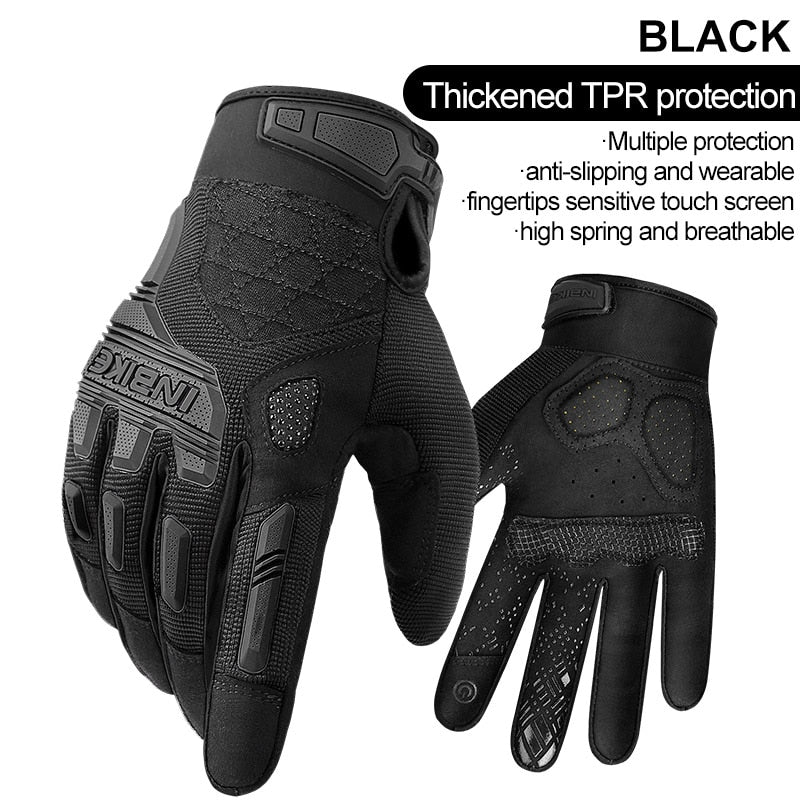 INBIKE Mountain Bike Gloves Thickened TPR Palm Pad Men&#39;s Woman Shockproof Full Finger Cycling Downhill MTB Bicycle Gloves MC020