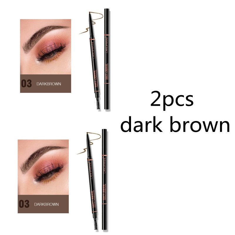 Waterproof Eyebrow Tattoo Pen Brow Enhancer Automatic Rotation Double Head Eye Makeup Natural Long-Lasting