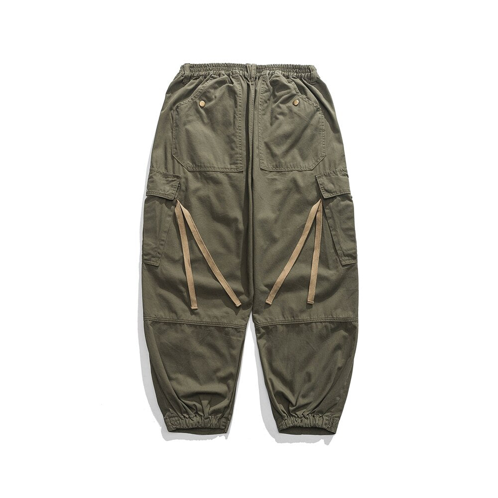 American Streetwear Big Pockets Casual Baggy Cargo Pants Men Clothing Japanese Harajuku Tactical Harem Trousers Techwear Joggers