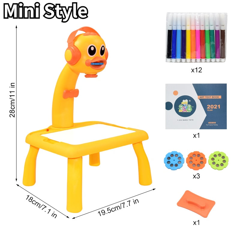 Children Mini Led Art Drawing Table Toy Set Projector Painting for Kid Small Drawing Board Desk Educational Toys Gifts