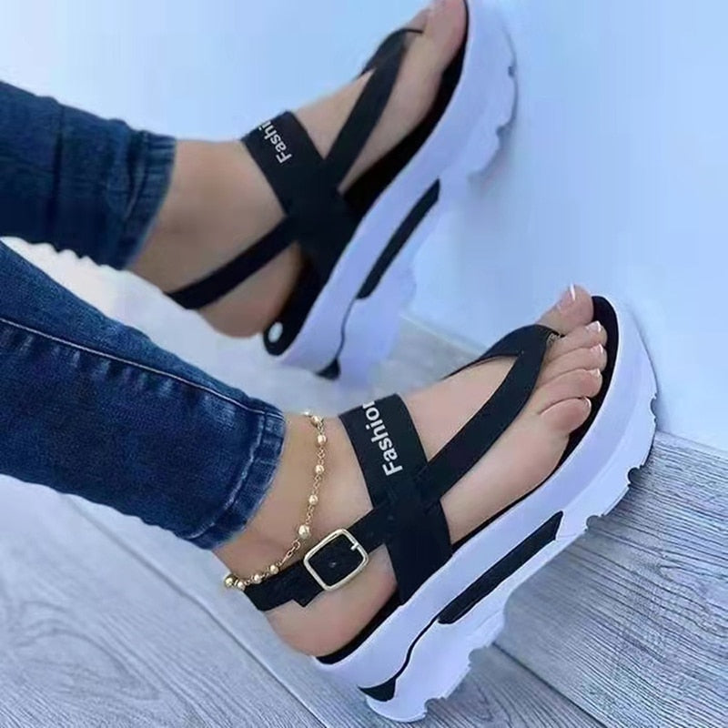 2022 New Sandals Women Summer Wedges Beach Sandals Flip Flops Platform Sandals Outdoor Casual Ladies Plus Size Zapatillas Mujer