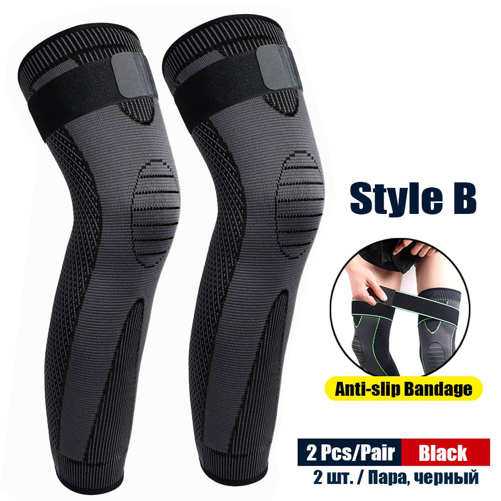 1Pair Sport Full Leg Compression Sleeves Knee Braces Support Protector for Weightlifting Arthritis Joint Pain Relief Muscle Tear