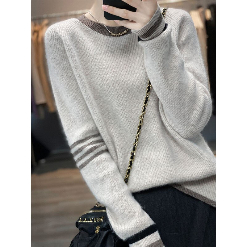 Heavyweight Thickened Wool Sweater Women Loose 2022 Autumn And Winter New Yuanbao Knitwear Round Neck Top Free Of Freight