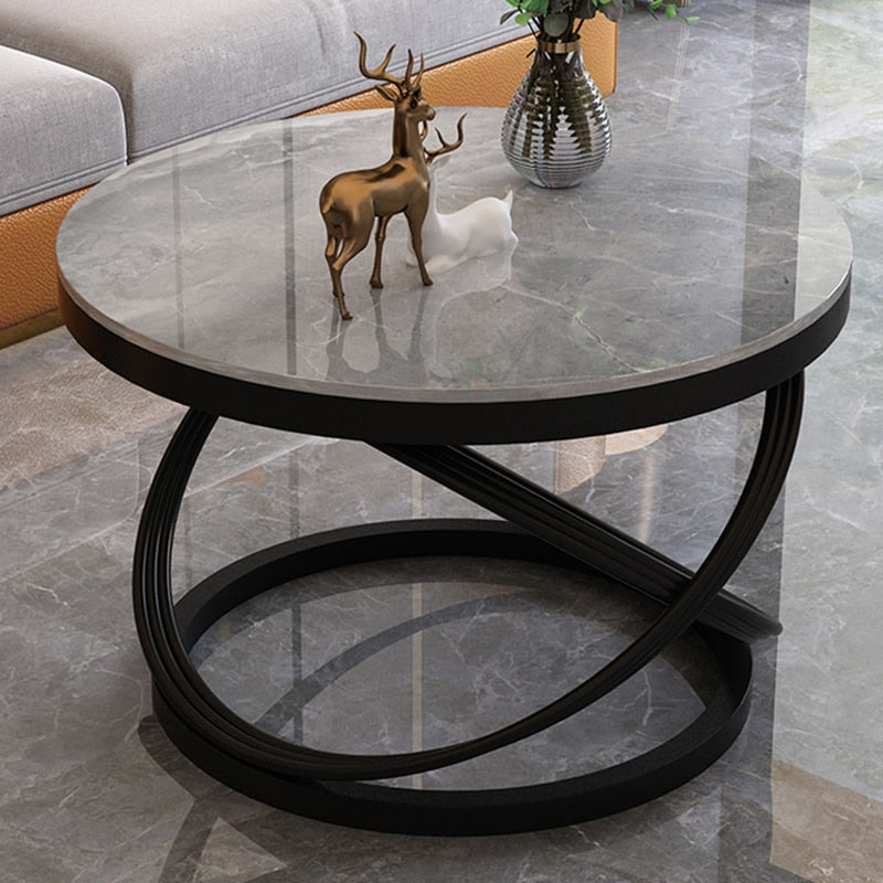 Round Organizer Coffee Table Marble Top Nordic Fashionable Work Gold Coffee Table Tea Game Design Muebles De La Sala Furniture