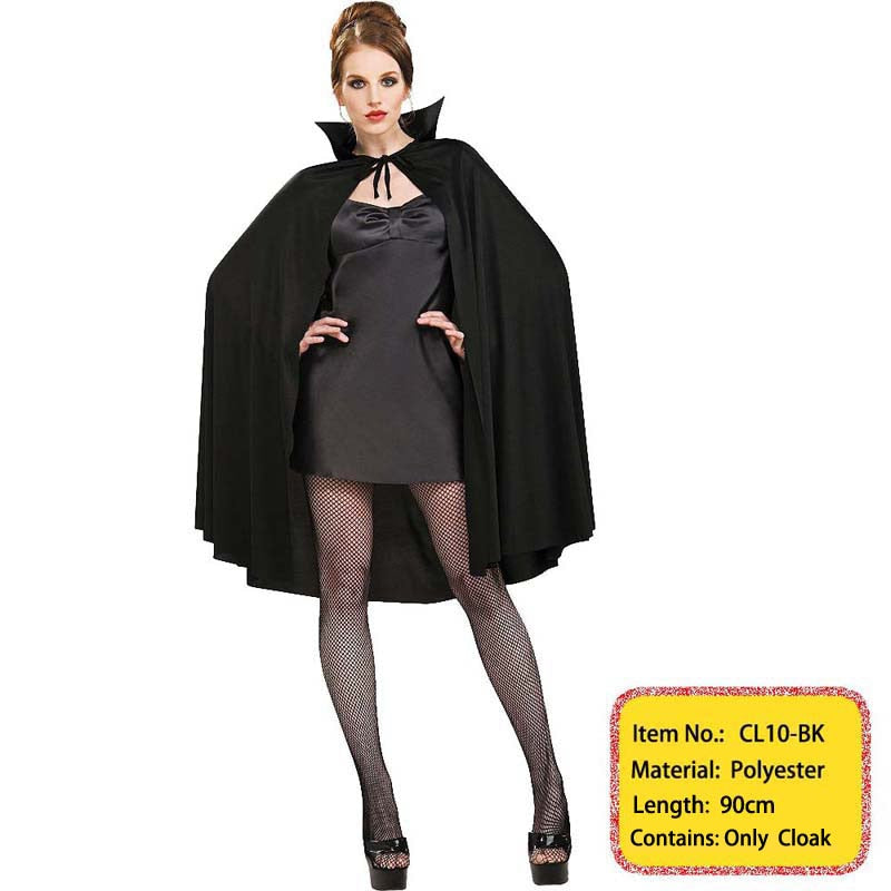 Adult Vampire Costume Capes Hooded Robes Black Red Deluxe Halloween Cloak Full Length